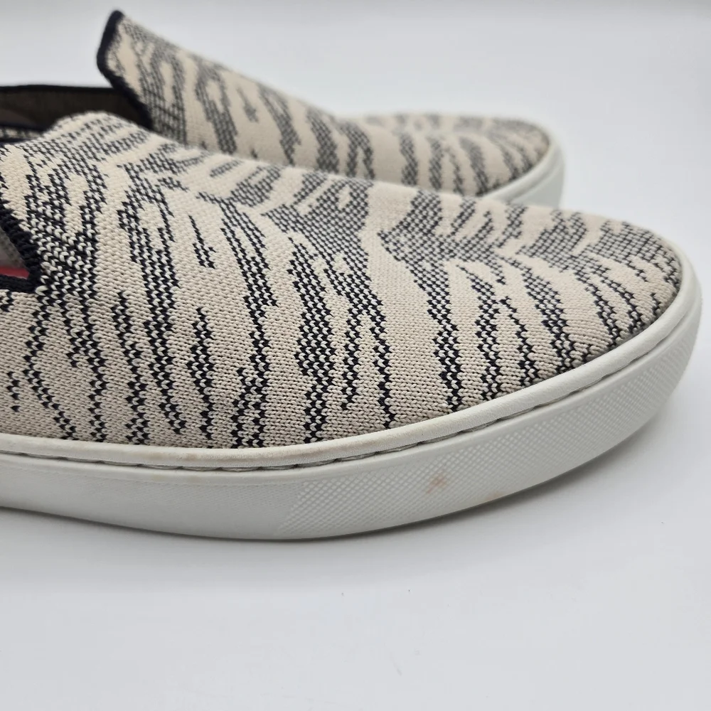 Rothy's The Sneaker Maritime Tiger Slip On Shoes Gray Stripe Women's Size 8.5